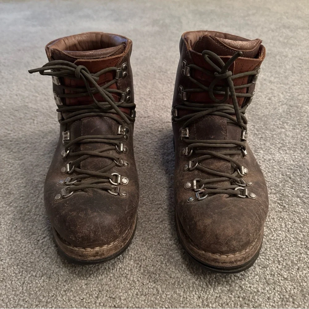 Vintage RAICHLE Switzerland Leather Hiking Mountaineering Army Boots Sz 8.5M